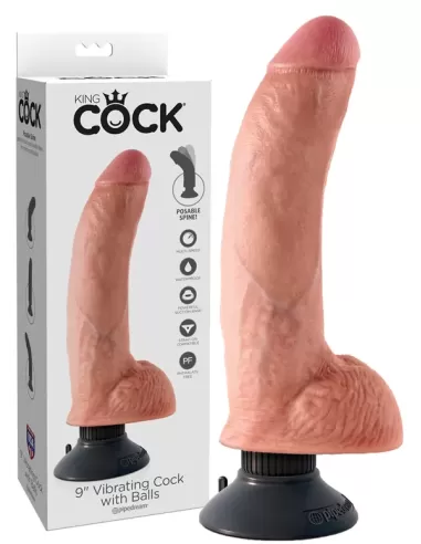 Vibrating Cock with Balls 9 inch Flesh