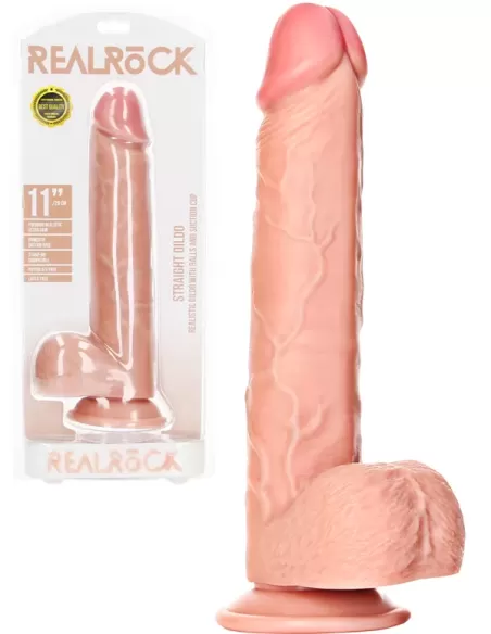 RealRock Straight Ultra Skin Dildo 11 inch with Balls