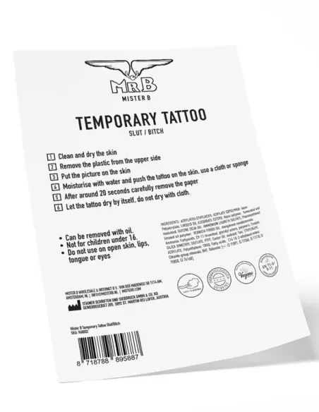 Temporary Tattoo Slut / Bitch